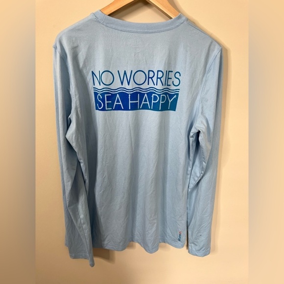 Salt Life Long Sleeve Blue Top Size XL No Worries Sea Happy - Picture 2 of 7